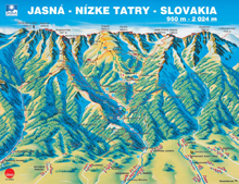 Карта спусков горнолыжной базы Ясна, Низкие Татры, Словакия